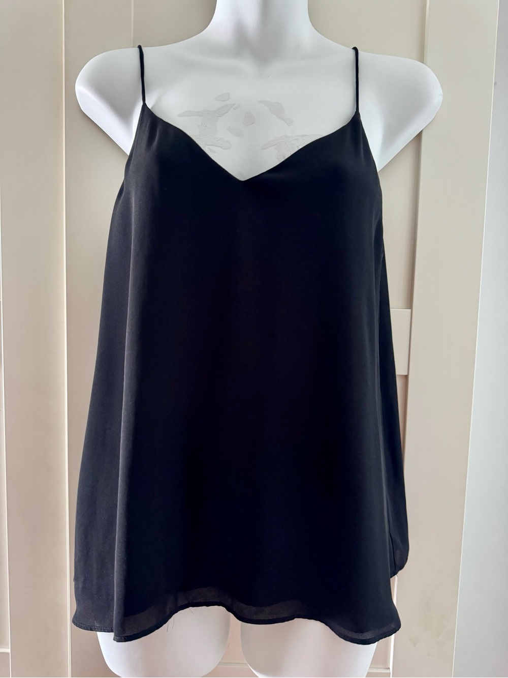 H&M Black Satin V-Neck Spaghetti-Strap Camisole
